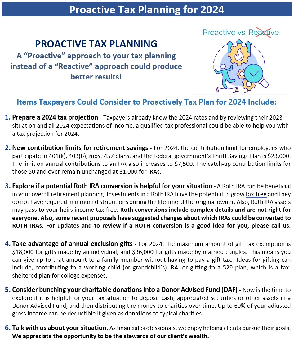 2024 Tax Update Helpful Information for Filing 2023 Taxes and